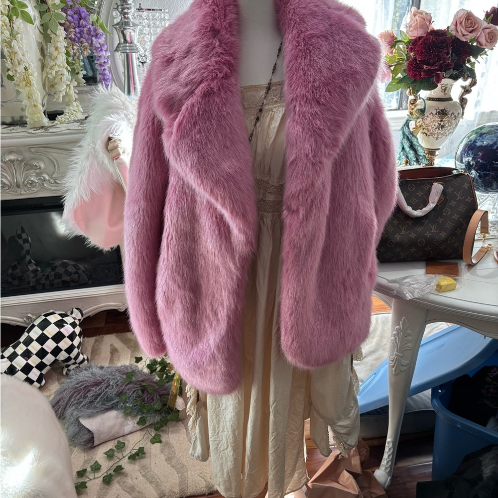 J. Crew Plush Pink Faux Fur Jacket